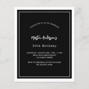 Prospectus 11,4 Cm X 14,2 Cm Invitation budgétaire minimaliste noir blanc