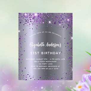 Prospectus 11,4 Cm X 14,2 Cm Invitation budgétaire parties scintillant violet a