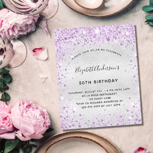 Prospectus 11,4 Cm X 14,2 Cm Invitation budgétaire parties scintillant violet a