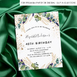 Prospectus 11,4 Cm X 14,2 Cm Invitation budgétaire pour l'eucalyptus d'annivers<br><div class="desc">Veuillez noter que cette invitation est sur papier de prospectus et très mince. Les enveloppes ne sont pas incluses. Pour des invitations plus épaisses (même conception), veuillez visiter notre magasin. Pour une fête d'anniversaire de 40e (ou tout âge). Un arrière - plan blanc décoré de verdure d'eucalyptus et de feuilles...</div>