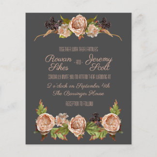 Prospectus 11,4 Cm X 14,2 Cm Invitation budgétaire vintage Blush & Plum Floral