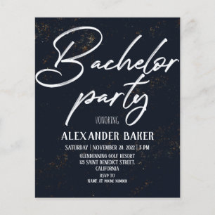 Prospectus 11,4 Cm X 14,2 Cm Invitation classique au Bachelor Party. Flyer