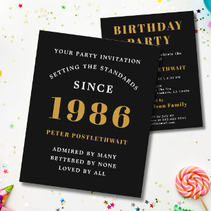 Prospectus 11,4 Cm X 14,2 Cm Invitation d'anniversaire 40 ans Budget 1986 Noir