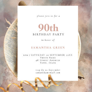 Prospectus 11,4 Cm X 14,2 Cm Invitation d'anniversaire 90 ans texte simple Papi