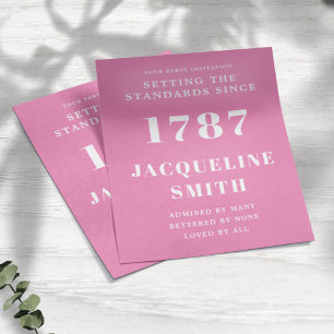Prospectus 11,4 Cm X 14,2 Cm Invitation d'anniversaire du budget rose blanc