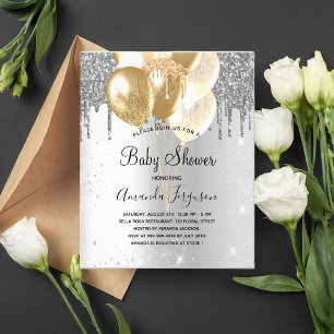 Prospectus 11,4 Cm X 14,2 Cm Invitation de baby shower à budget avec ballons ar