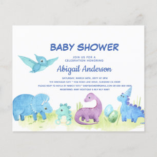 Prospectus 11,4 Cm X 14,2 Cm Invitation de Baby shower de dinosaures mignon du