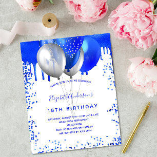 Prospectus 11,4 Cm X 14,2 Cm Invitation de budget blanc bleu royal pour anniver