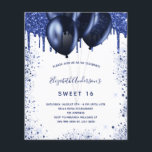 Prospectus 11,4 Cm X 14,2 Cm Invitation de budget blanc et bleu marine pour 16<br><div class="desc">N'oubliez pas que cette invitation est sur papier flyer et très mince. Les enveloppes ne sont pas incluses. Pour des invitations plus épaisses (même design), veuillez visiter notre magasin. Une invitation de fête d'anniversaire féminine et girly. Sur le devant : un fond blanc. Décoré avec des gouttes de paillettes fausses...</div>