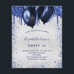 Prospectus 11,4 Cm X 14,2 Cm Invitation de budget bleu marine et argent pour Sw<br><div class="desc">N'oubliez pas que cette invitation est sur papier flyer et très mince. Les enveloppes ne sont pas incluses. Pour des invitations plus épaisses (même design), veuillez visiter notre magasin. Une invitation de fête d'anniversaire girly et féminine. Sur le devant : un fond argenté faux. Décoré avec des gouttes de paillettes...</div>