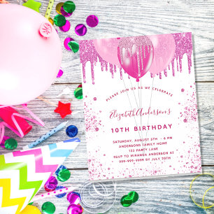 Prospectus 11,4 Cm X 14,2 Cm Invitation de budget de fête d'anniversaire rose e