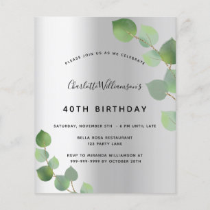 Prospectus 11,4 Cm X 14,2 Cm Invitation de budget pour anniversaire avec eucaly