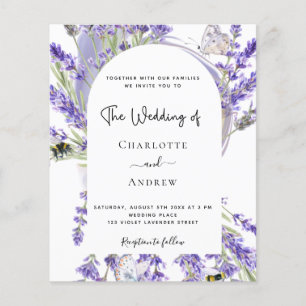 Prospectus 11,4 Cm X 14,2 Cm Invitation de budget pour arche florale lavande de