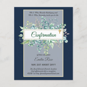 Prospectus 11,4 Cm X 14,2 Cm Invitation de confirmation de verdure moderne doub