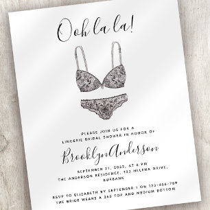 Prospectus 11,4 Cm X 14,2 Cm Invitation de douche de lingerie Ooh La La en papi