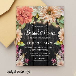 Prospectus 11,4 Cm X 14,2 Cm Invitation de douche de mariée en bois floral rust