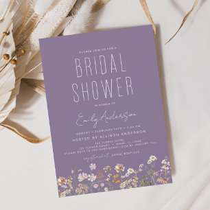 Prospectus 11,4 Cm X 14,2 Cm Invitation de douche nuptiale Fleur sauvage violet