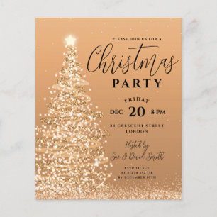 Prospectus 11,4 Cm X 14,2 Cm Invitation de fête d'arbre de Noël à budget en cui