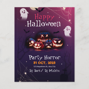 Prospectus 11,4 Cm X 14,2 Cm Invitation de fête d'Halloween, fête d'horreur Hal