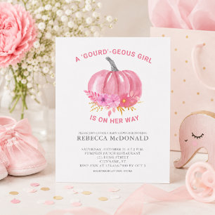 Prospectus 11,4 Cm X 14,2 Cm Invitation de fête prénatale pour bébé fille Budge