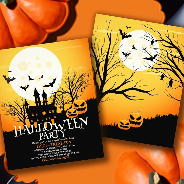 Prospectus 11,4 Cm X 14,2 Cm Invitation de la fête d'Halloween (Budget Halloween Party Invitation Flyer)