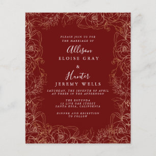 Prospectus 11,4 Cm X 14,2 Cm Invitation de mariage à feuille d'or florale