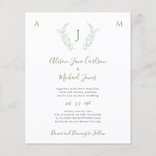 Prospectus 11,4 Cm X 14,2 Cm Invitation de mariage à monogramme avec verdure de