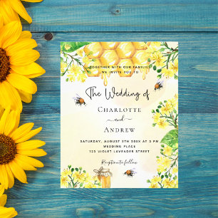 Prospectus 11,4 Cm X 14,2 Cm Invitation de mariage abeille jaune fleurs budget