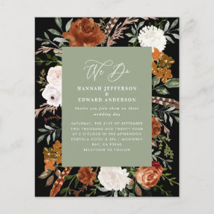 Prospectus 11,4 Cm X 14,2 Cm Invitation de mariage avec détails botaniques vert