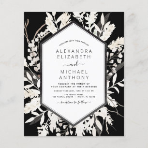Prospectus 11,4 Cm X 14,2 Cm Invitation de mariage botanique noir bohème à budg