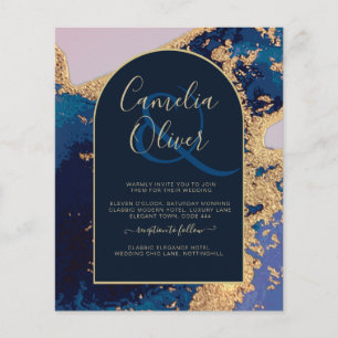 Prospectus 11,4 Cm X 14,2 Cm Invitation de mariage Budget Agate Bleu Or avec Co