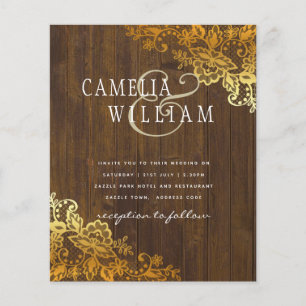 Prospectus 11,4 Cm X 14,2 Cm Invitation de mariage classique de dentelle d'or B