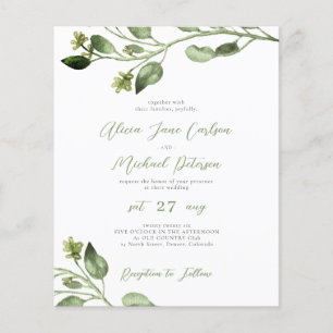 Prospectus 11,4 Cm X 14,2 Cm Invitation de mariage élégante avec écriture verte