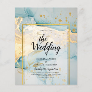 Prospectus 11,4 Cm X 14,2 Cm Invitation de mariage en or avec de beaux débris d