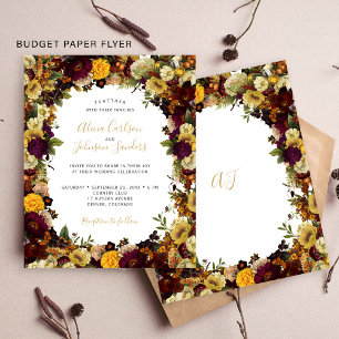 Prospectus 11,4 Cm X 14,2 Cm Invitation de mariage floral automne à petit budge