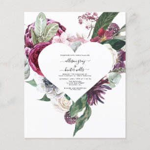 Prospectus 11,4 Cm X 14,2 Cm Invitation de mariage florale à petit budget   Dép