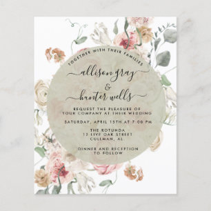 Prospectus 11,4 Cm X 14,2 Cm Invitation de mariage florale à petit budget   Fly