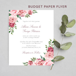 Prospectus 11,4 Cm X 14,2 Cm Invitation de mariage florale bordeaux à petit bud