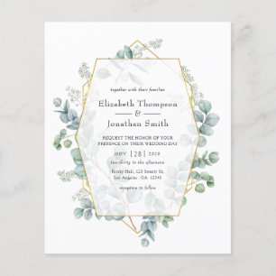 Prospectus 11,4 Cm X 14,2 Cm Invitation de mariage géométrique Eucalyptus Silve