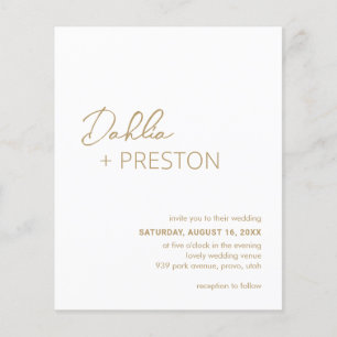 Prospectus 11,4 Cm X 14,2 Cm Invitation de mariage minimaliste moderne et écono