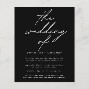 Prospectus 11,4 Cm X 14,2 Cm Invitation de mariage moderne sur budget noir sur 