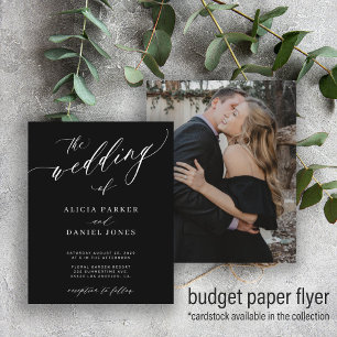 Prospectus 11,4 Cm X 14,2 Cm Invitation de mariage noir chic avec script photo