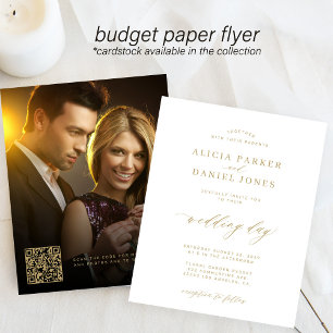 Prospectus 11,4 Cm X 14,2 Cm Invitation de mariage photo code QR budgétaire