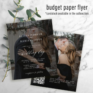 Prospectus 11,4 Cm X 14,2 Cm Invitation de mariage photo noire code QR budget