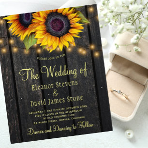 Prospectus 11,4 Cm X 14,2 Cm Invitation de mariage rustique campagne tournesol 