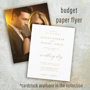 Prospectus 11,4 Cm X 14,2 Cm Invitation de mariage script or budget photo