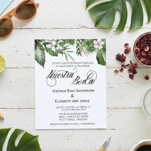 Prospectus 11,4 Cm X 14,2 Cm Invitation de mariage tropical espagnol Nuestra Bo