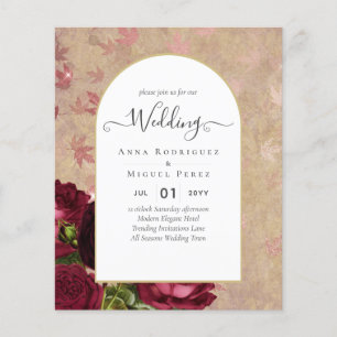 Prospectus 11,4 Cm X 14,2 Cm Invitation de mariage Vintage de roses rouges bota