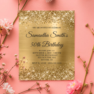 Prospectus 11,4 Cm X 14,2 Cm Invitation de monogramme de 50e anniversaire en fe