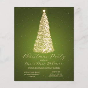 Prospectus 11,4 Cm X 14,2 Cm Invitation de Noël Gold Green Tree Sparkle